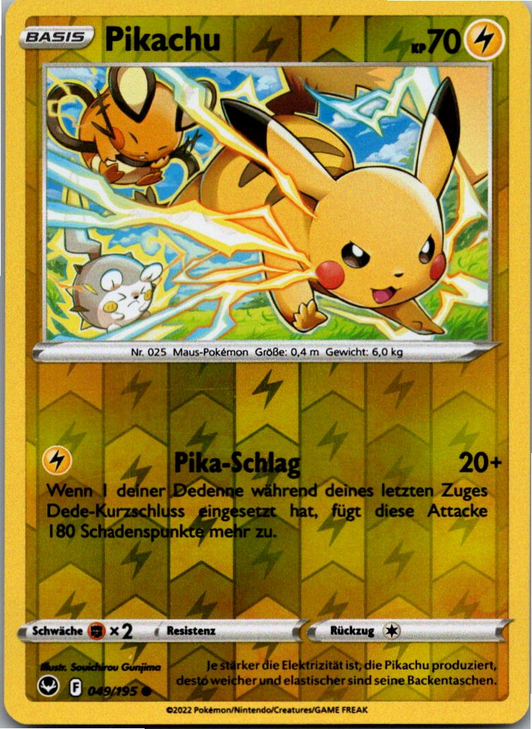 Pikachu 049/195 Silberne Sturmwinde – Vorderseite