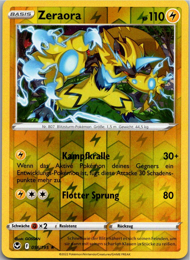 Zeraora 056/195 Silberne Sturmwinde – Vorderseite
