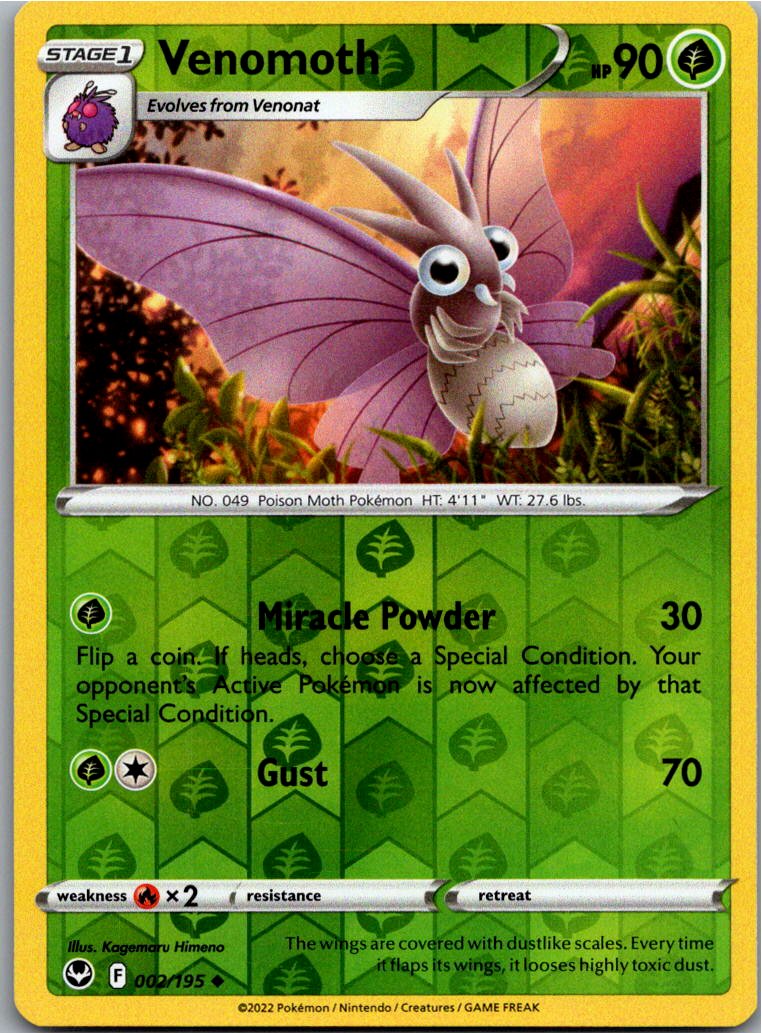 Venomoth Omot 002/195 Silberne Sturmwinde – Vorderseite
