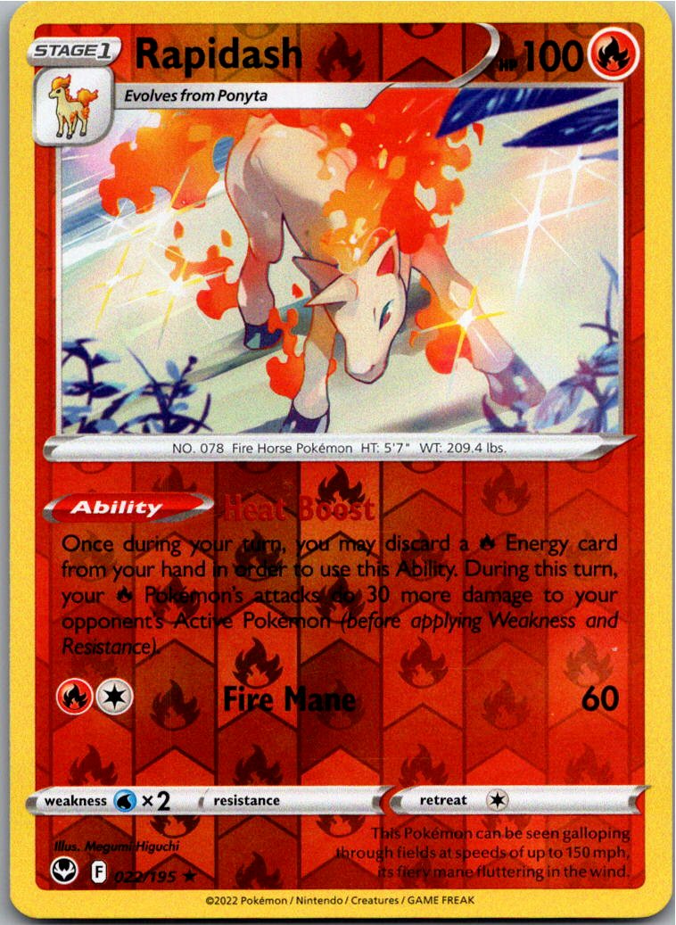Rapidash Gallopa 022/195 Silberne Sturmwinde – Vorderseite