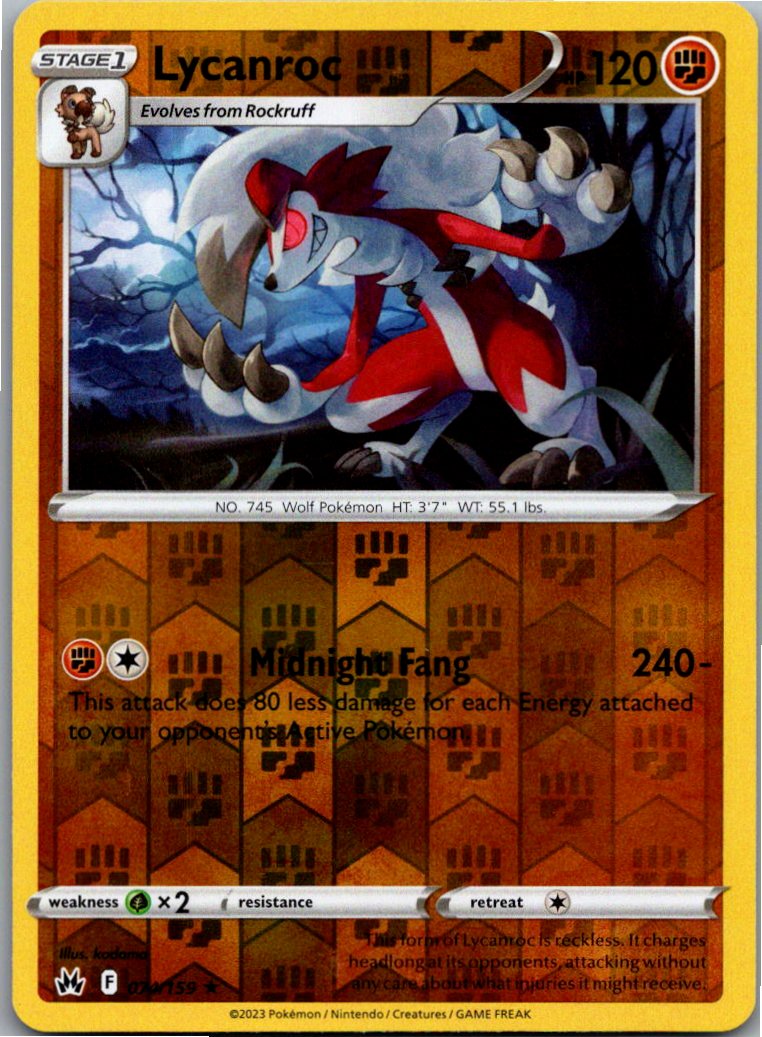 Lycanroc Wolwerock 074/159 Zenit der Könige – Vorderseite