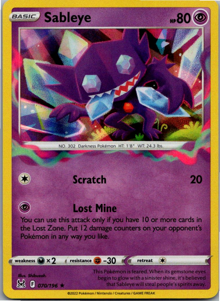 Sableye Zobiris 070/196 Verlorener Ursprung – Vorderseite