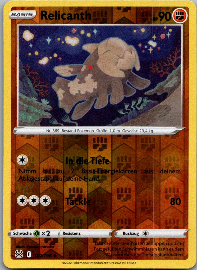 Relicanth 101/196 Verlorener Ursprung – Vorderseite