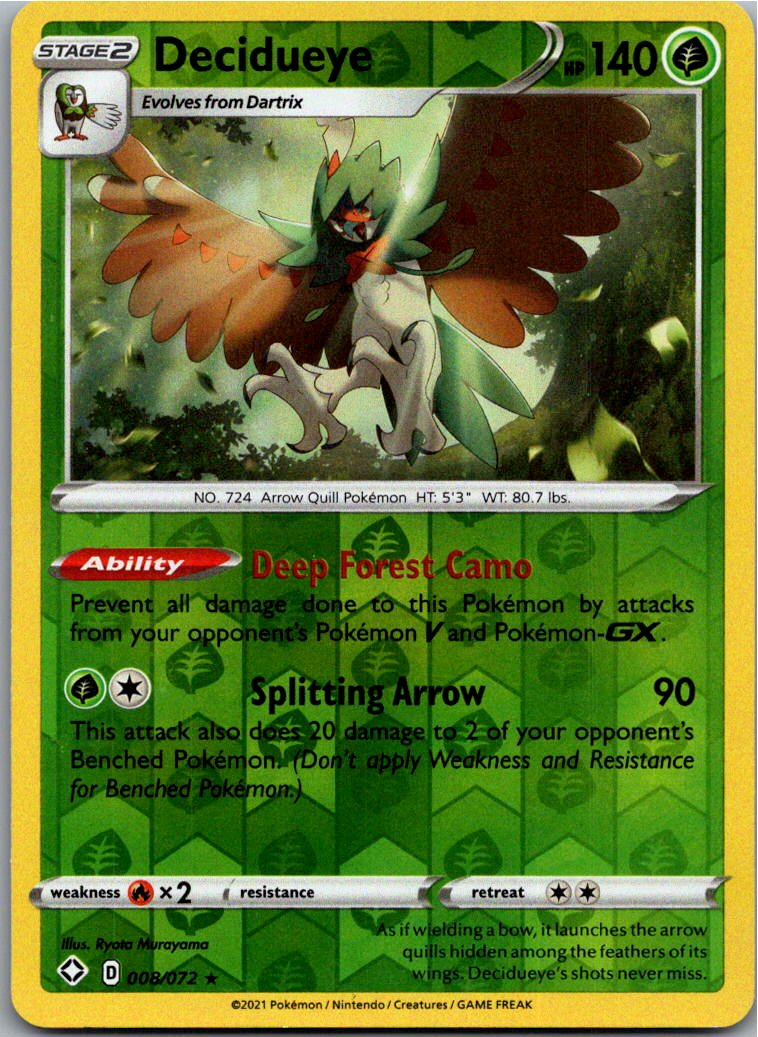 Decidueye Silvarro 008/072 Glänzendes Schicksal – Vorderseite