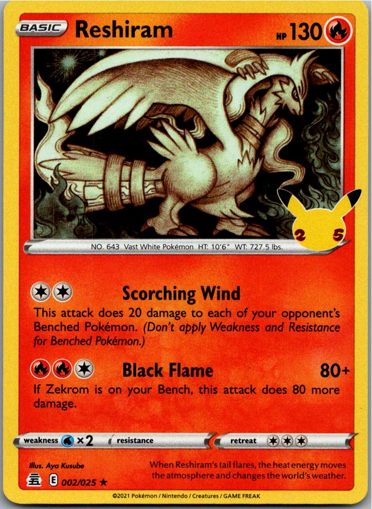 Reshiram 002/025 Celebrations – Vorderseite