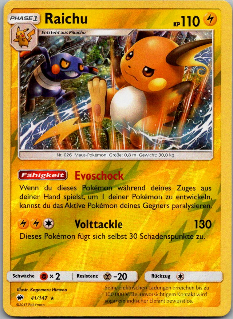 Raichu 41/147 Nacht in Flammen – Vorderseite