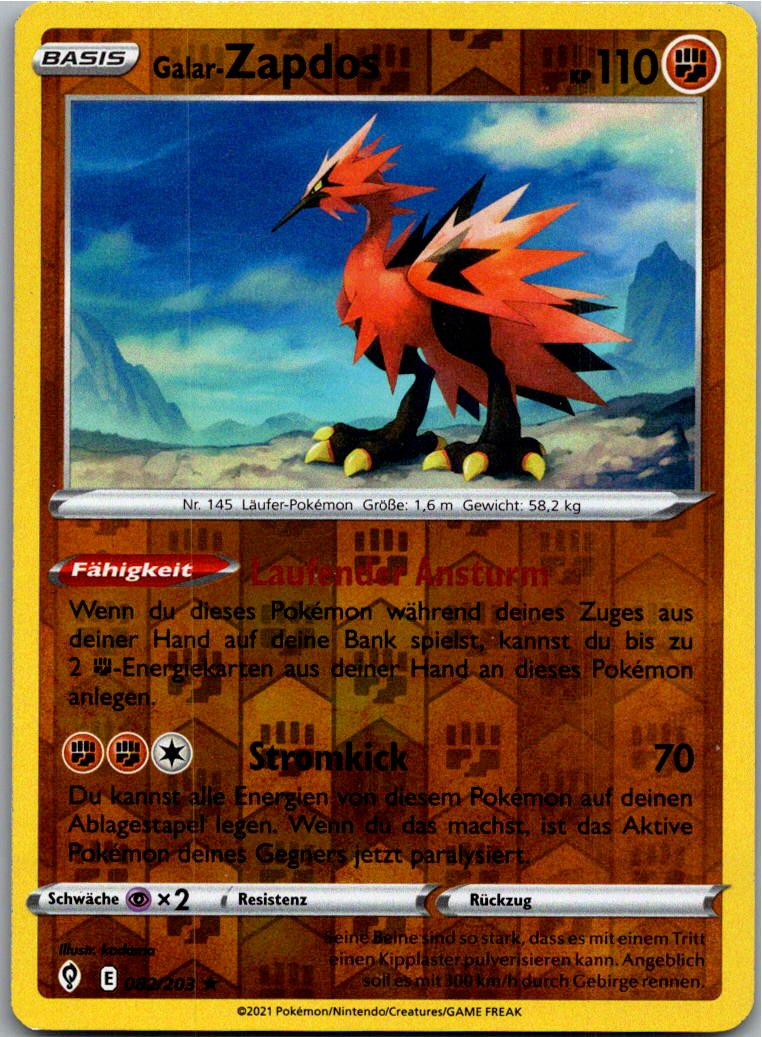 Galar-Zapdos 082/203 Drachenwandel – Vorderseite