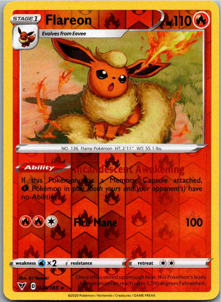 Flareon Flamara 026/185 Farbenschock – Vorderseite