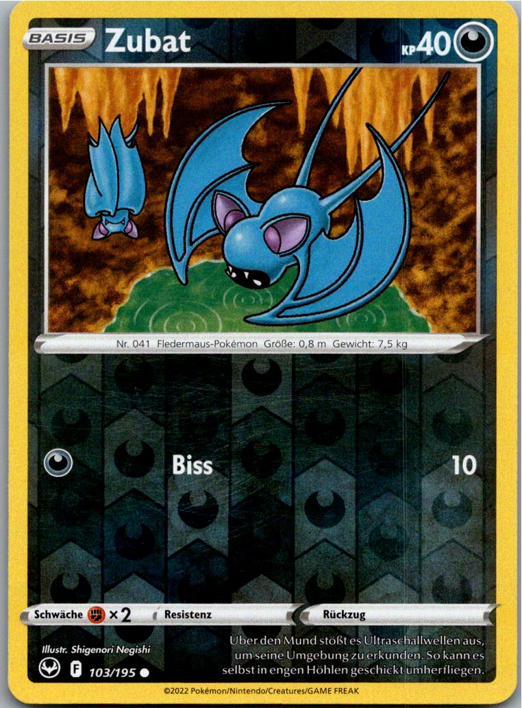 Zubat 103/195 Silberne Sturmwinde – Vorderseite