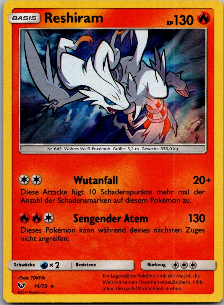 Reshiram 14/73 Schimmernde Legenden – Vorderseite