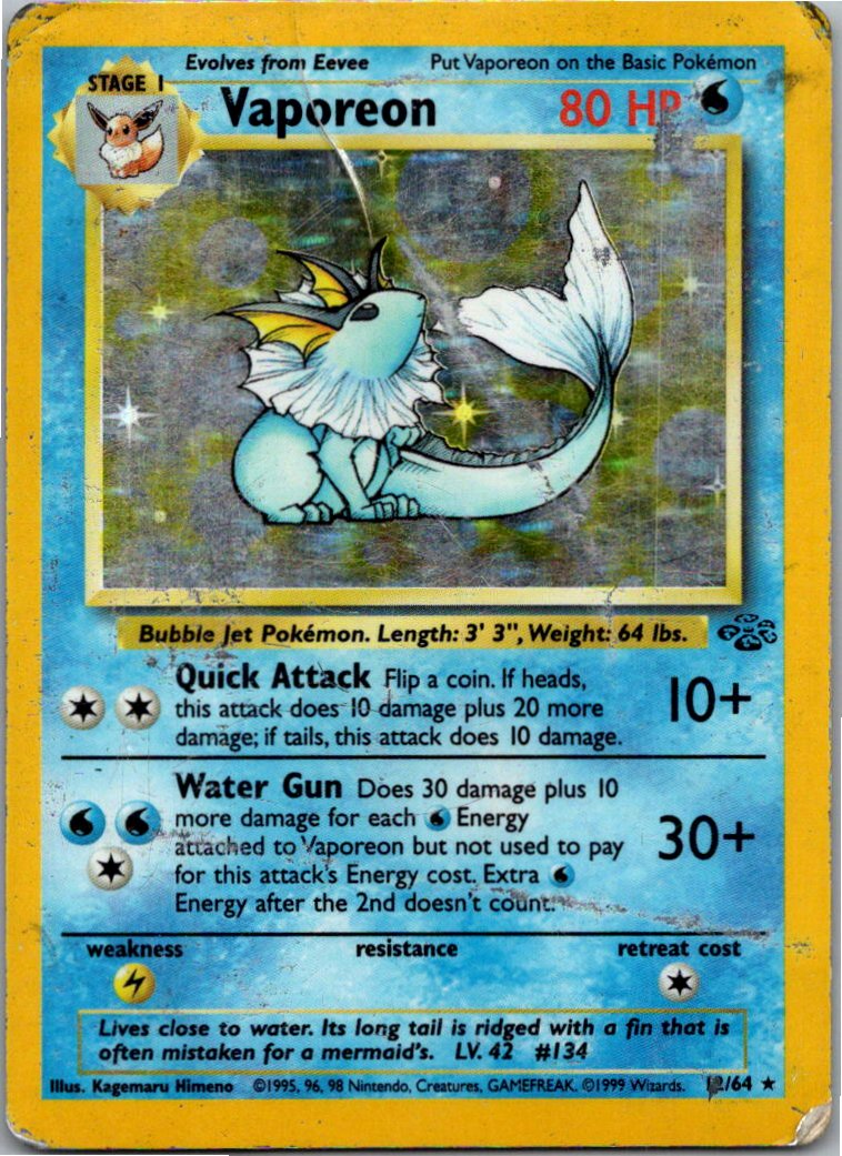 Vaporeon Aquana 12/64 Dschungel – Vorderseite