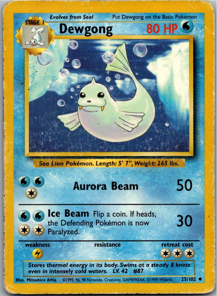 Dewgong Jugong 25/102 Grundset – Vorderseite