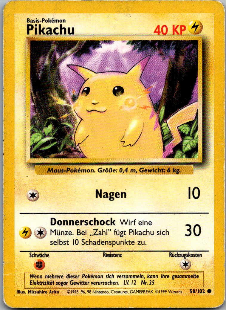 Pikachu 58/102 Grundset – Vorderseite