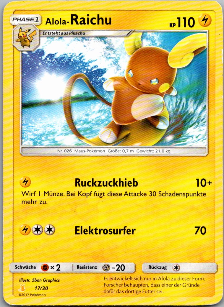 Alola-Raichu 17/30 SM trainer Kit (Alolan Raichu) – Vorderseite