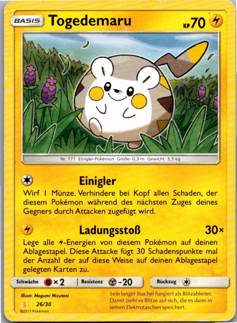Togedemaru 26/30 SM trainer Kit (Alolan Raichu) – Vorderseite