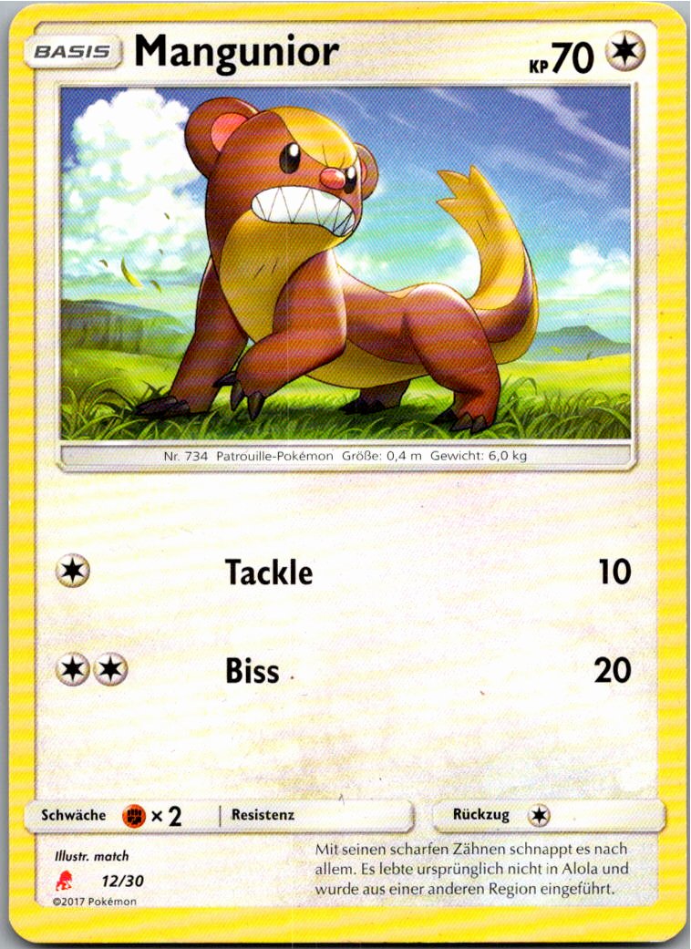Mangunior 12/30 SM trainer Kit (Lycanroc) – Vorderseite