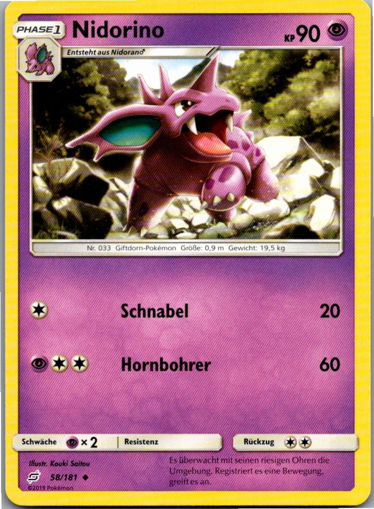 Nidorino 58/181 Teams Sind Trumpf – Vorderseite
