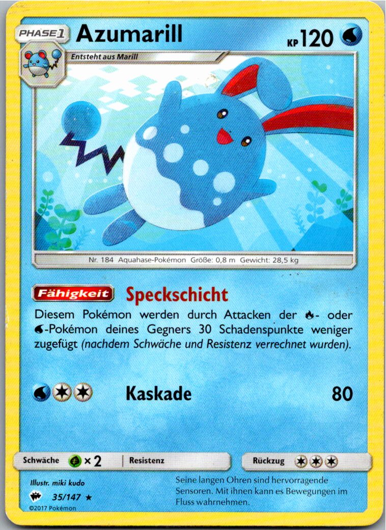 Azumarill 35/147 Nacht in Flammen – Vorderseite