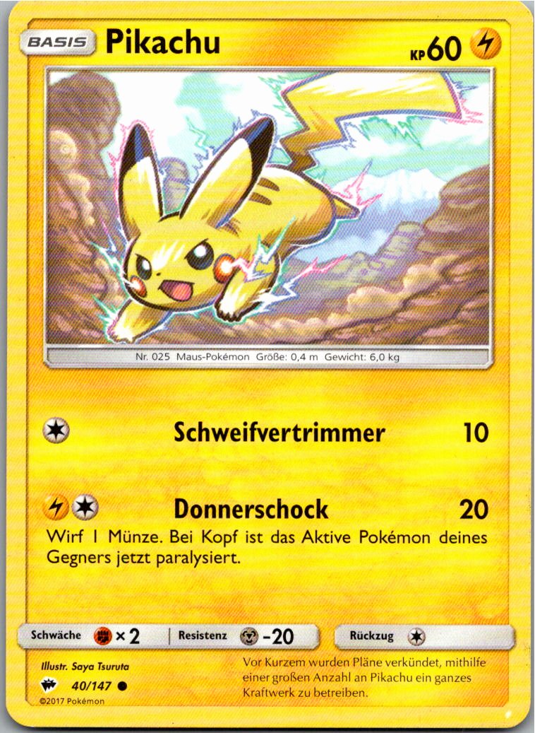Pikachu 40/147 Nacht in Flammen – Vorderseite