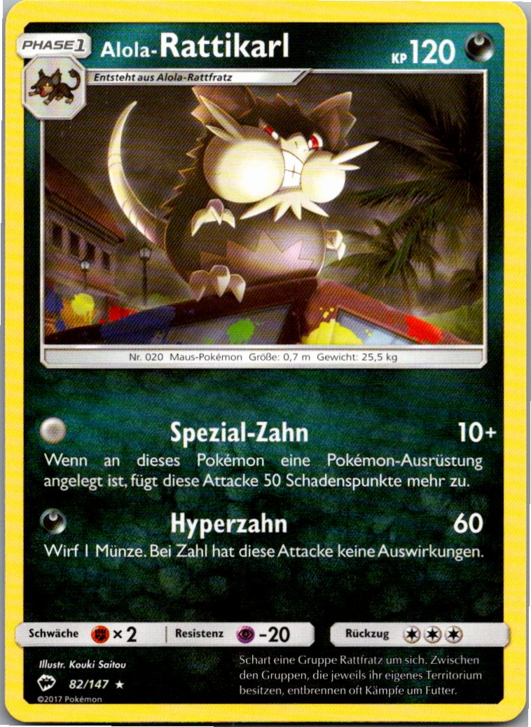 Alola-Rattikarl 82/147 Nacht in Flammen – Vorderseite