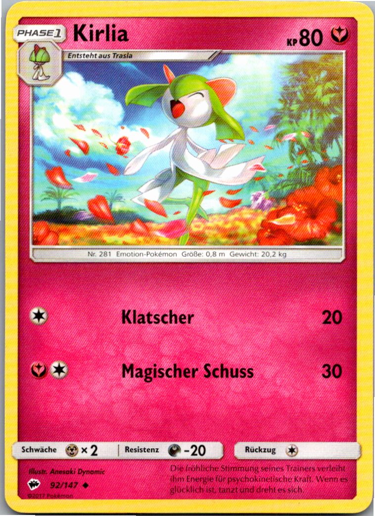 Kirlia 92/147 Nacht in Flammen – Vorderseite