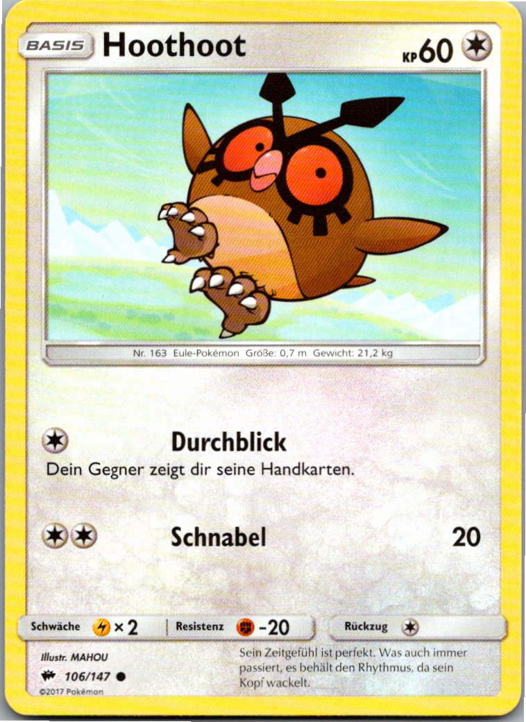 Hoothoot 106/147 Nacht in Flammen – Vorderseite