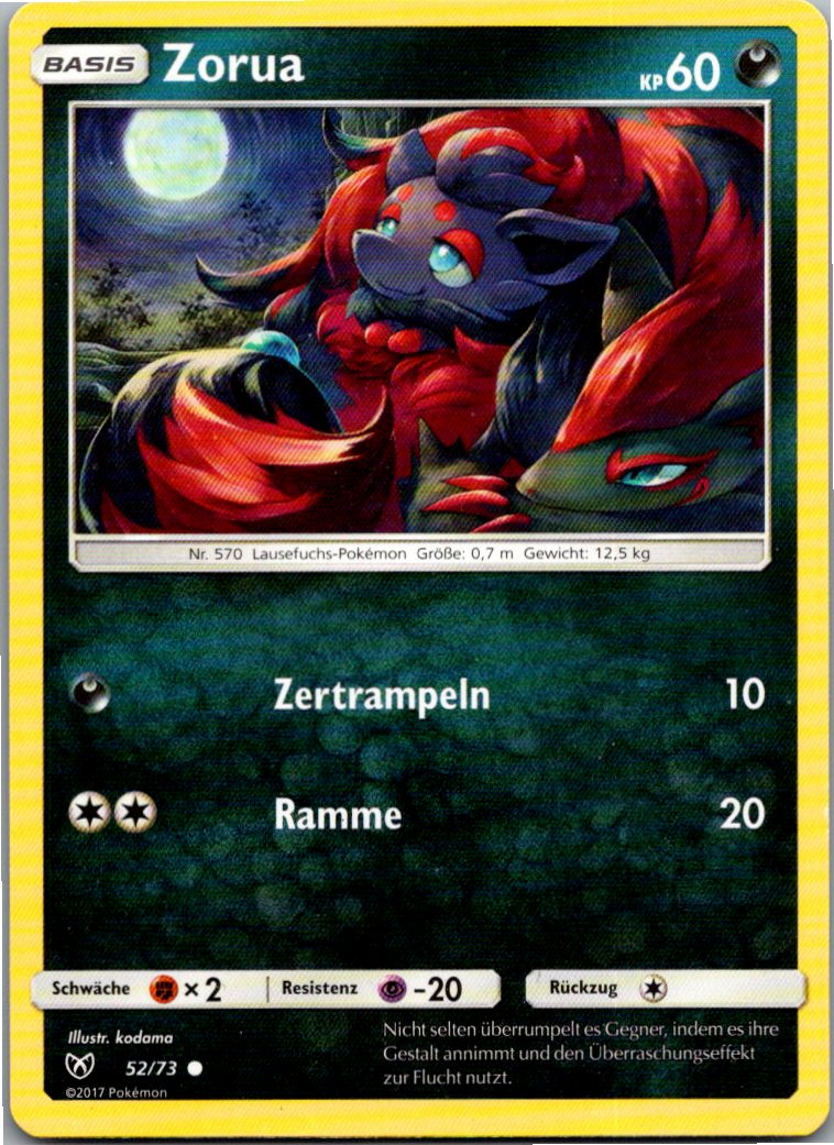 Zorua 52/73 Schimmernde Legenden – Vorderseite