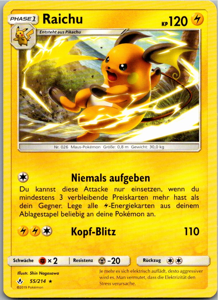 Raichu 55/214 Kräfte im Einklang – Vorderseite