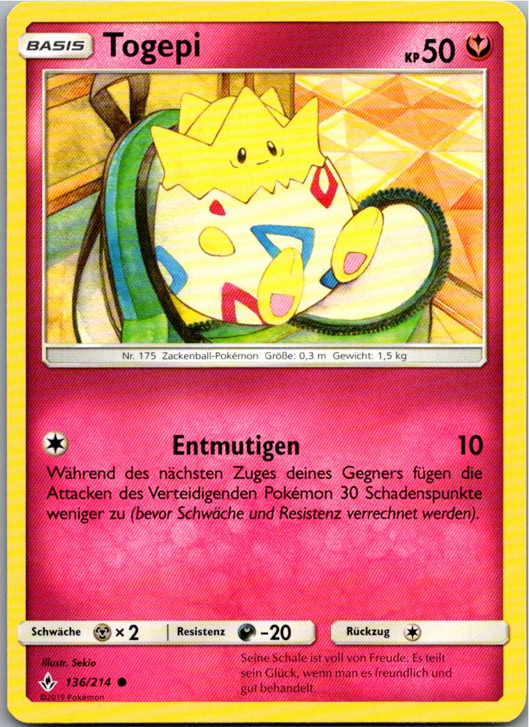 Togepi 136/214 Kräfte im Einklang – Vorderseite