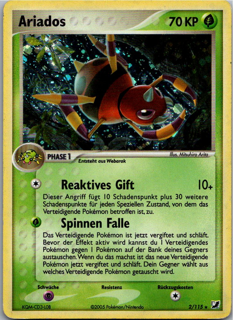 Ariados 2/115 EX Verborgene Mächte – Vorderseite