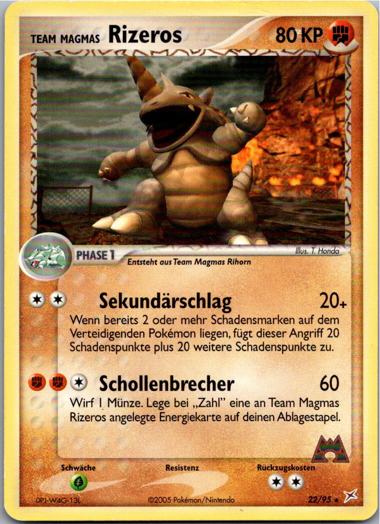 Team Magmas Rizeros 22/95 EX Team Magma vs Team Aqua – Vorderseite