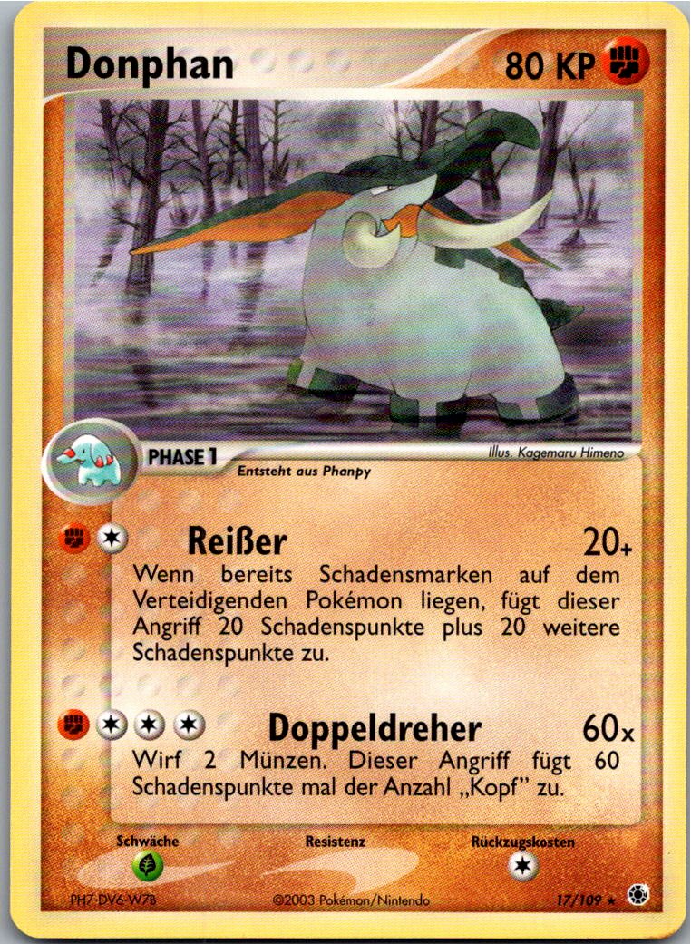 Donphan 17/109 EX Rubin & Saphir – Vorderseite