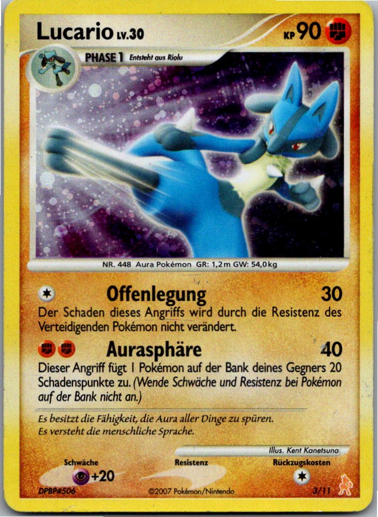 Lucario 3/11 DP trainer Kit (Lucario) – Vorderseite