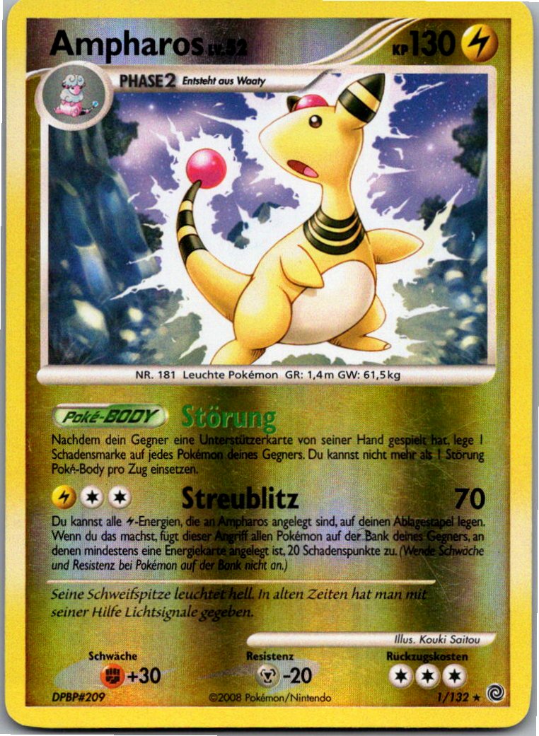 Ampharos 1/132 Rätselhafte Wunder – Vorderseite
