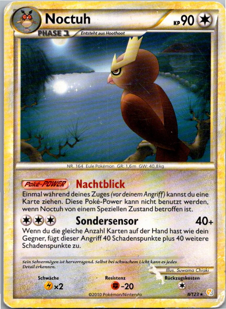 Noctuh 8/123 HeartGold SoulSilver – Vorderseite