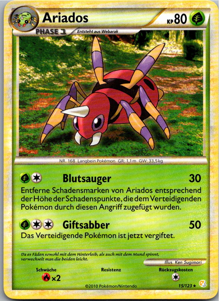 Ariados 15/123 HeartGold SoulSilver – Vorderseite