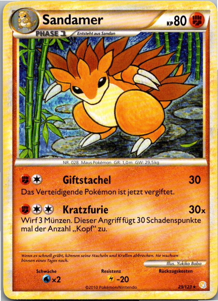 Sandamer 29/123 HeartGold SoulSilver – Vorderseite