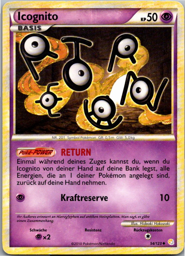 Icognito 54/123 HeartGold SoulSilver – Vorderseite