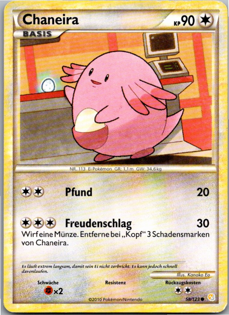 Chaneira 58/123 HeartGold SoulSilver – Vorderseite