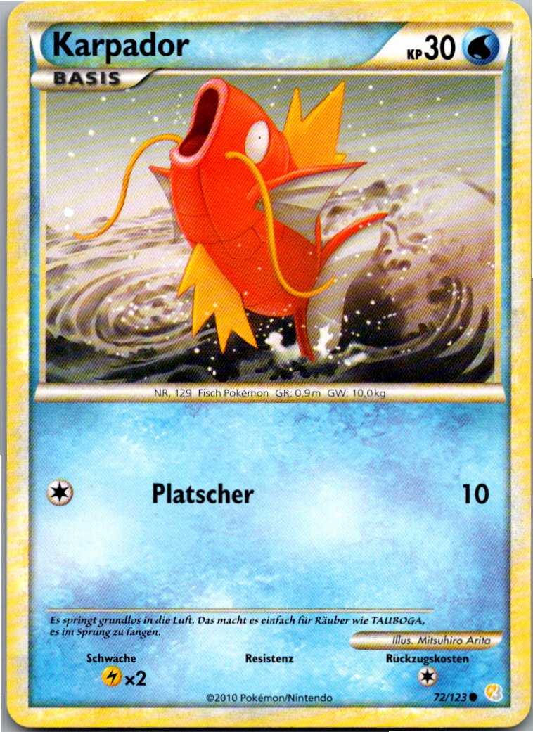 Karpador 72/123 HeartGold SoulSilver – Vorderseite
