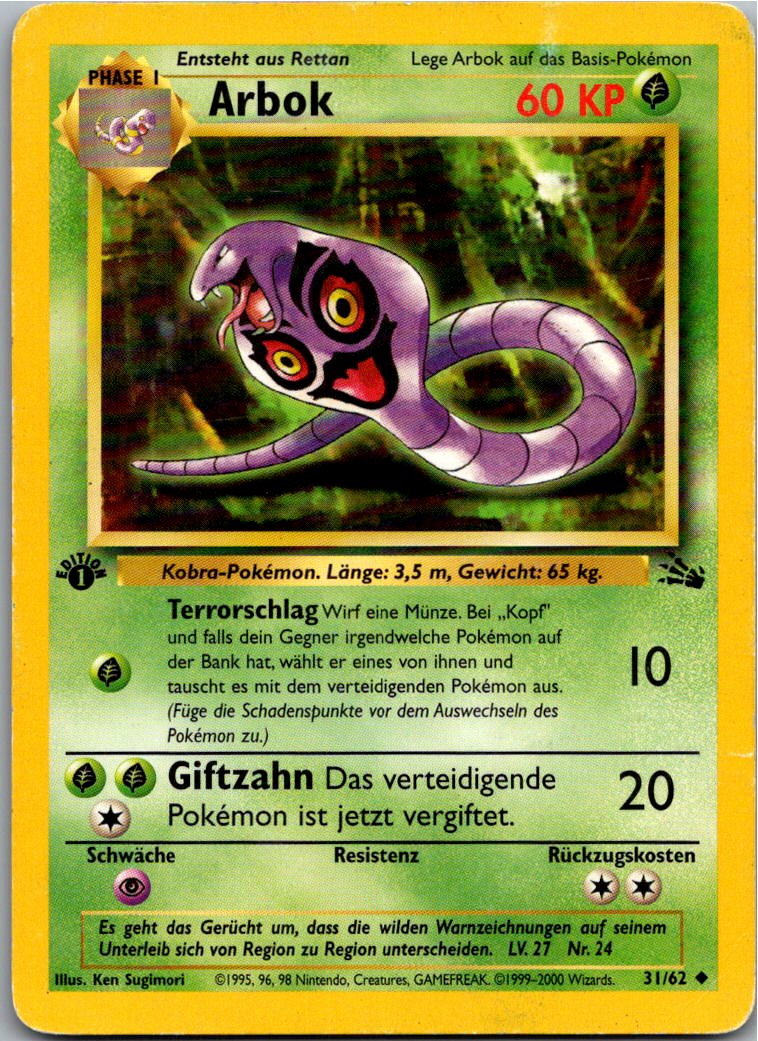 Arbok 31/62 Fossil – Vorderseite
