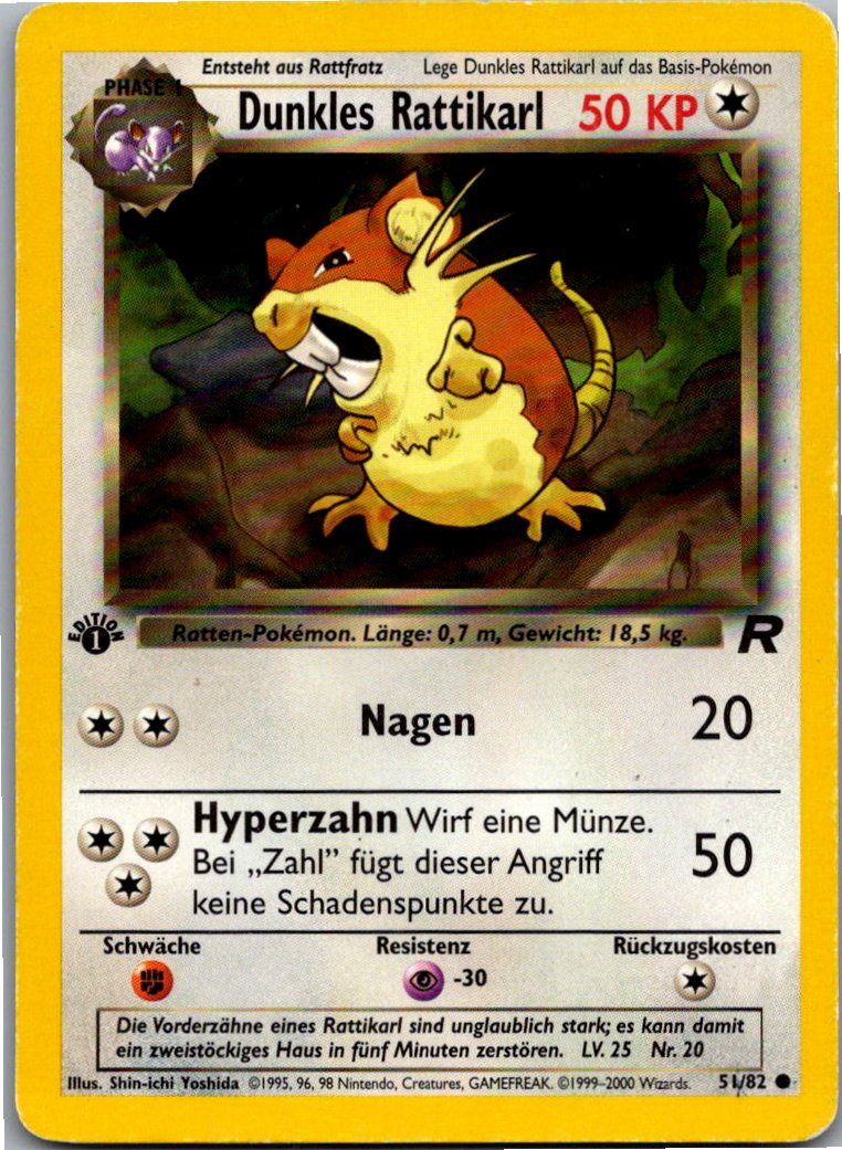 Dunkles Rattikarl 51/82 Team Rocket – Vorderseite