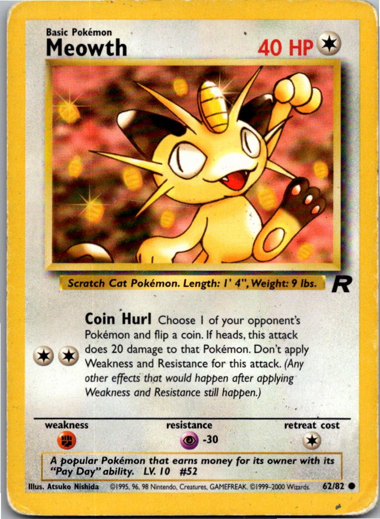 Meowth Mauzi 62/82 Team Rocket – Vorderseite