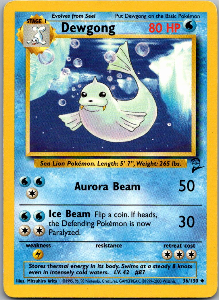 Dewgong Jugong 36/130 Base Set 2 – Vorderseite