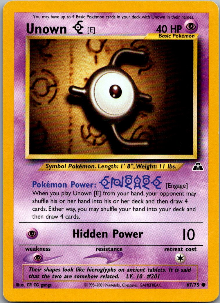 Unown [E] Icognito E 67/75 Neo Entdeckung – Vorderseite
