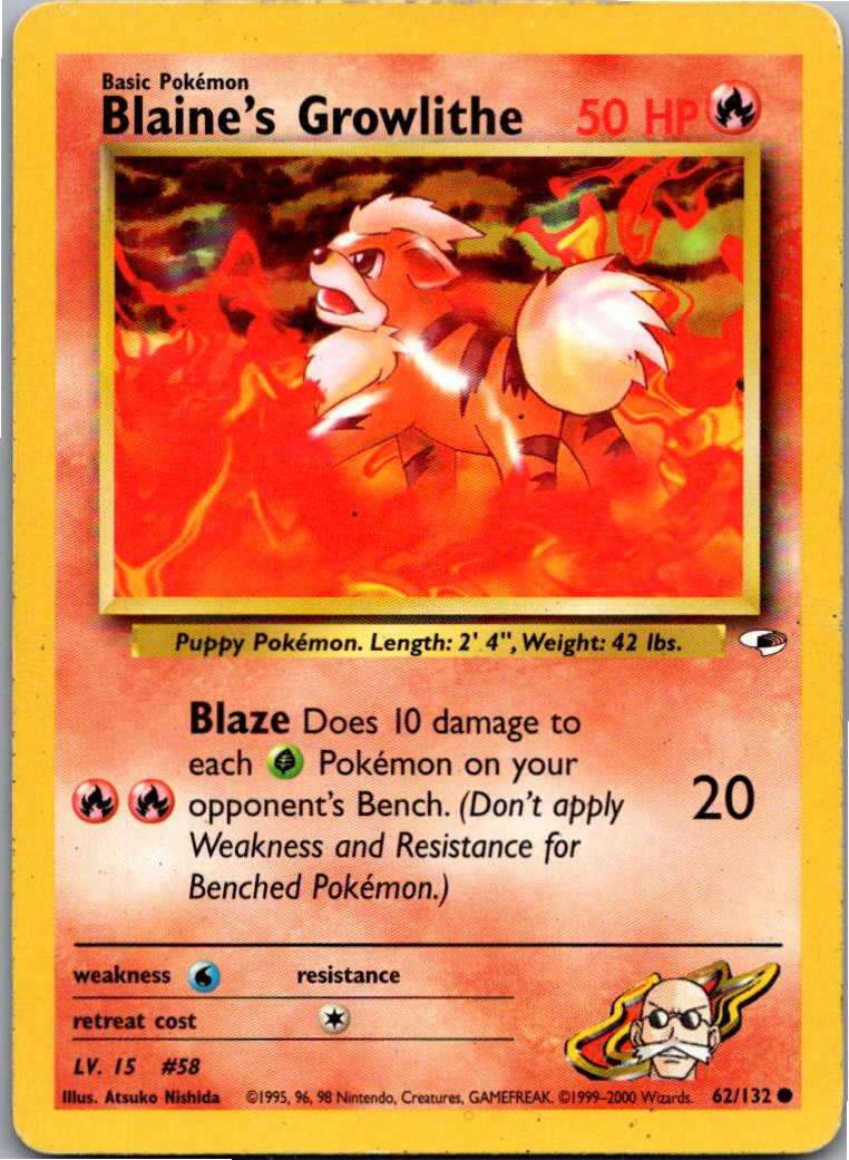 Blaine's Growlithe 62/132 Gym Heroes – Vorderseite