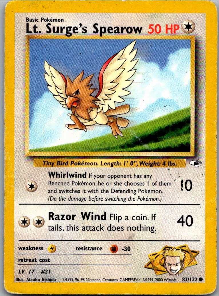 Lt. Surge's Spearow 83/132 Gym Heroes – Vorderseite