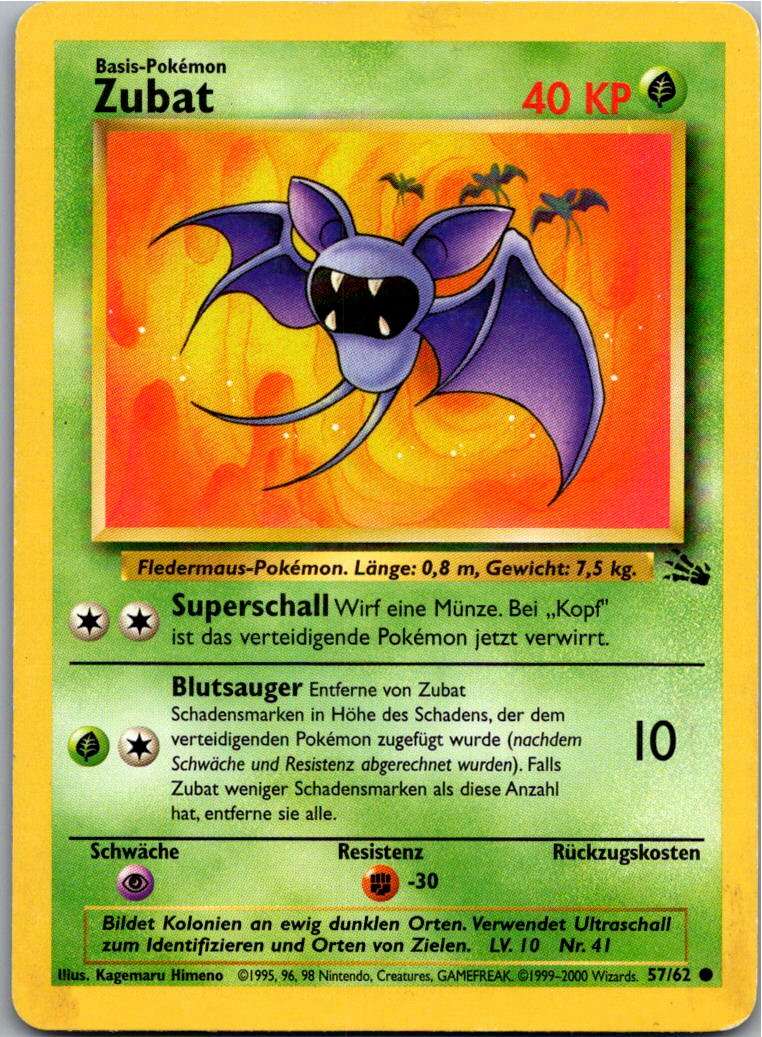 Zubat 57/62 Fossil – Vorderseite