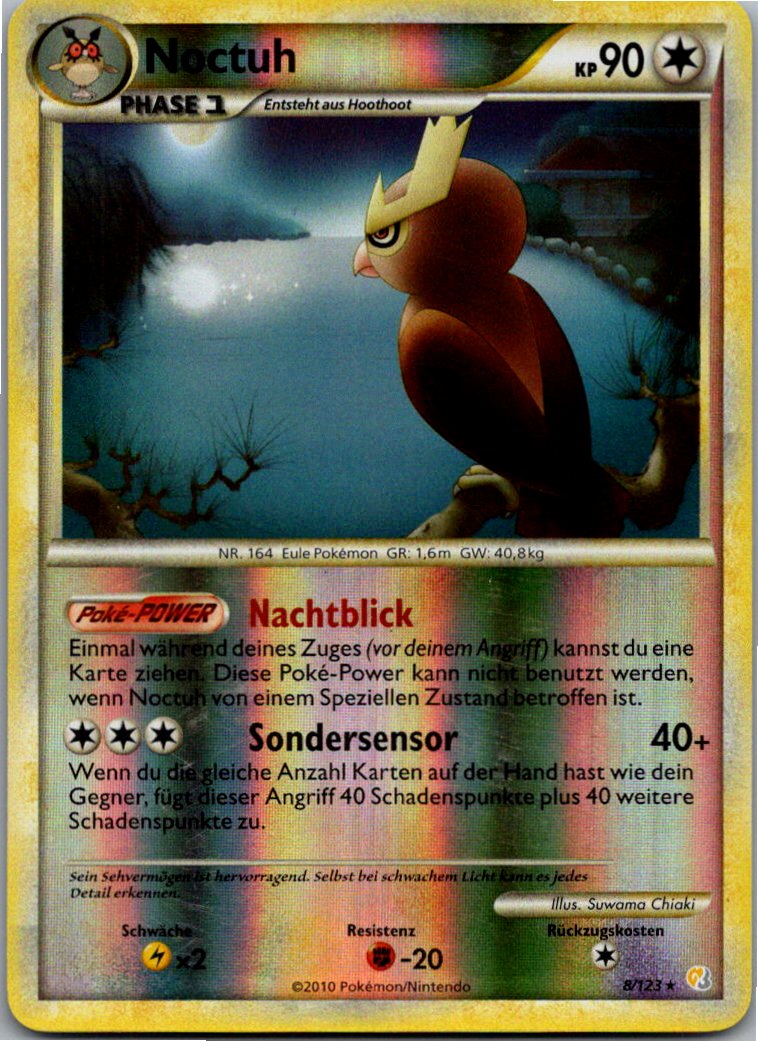 Noctuh 8/123 HeartGold SoulSilver – Vorderseite