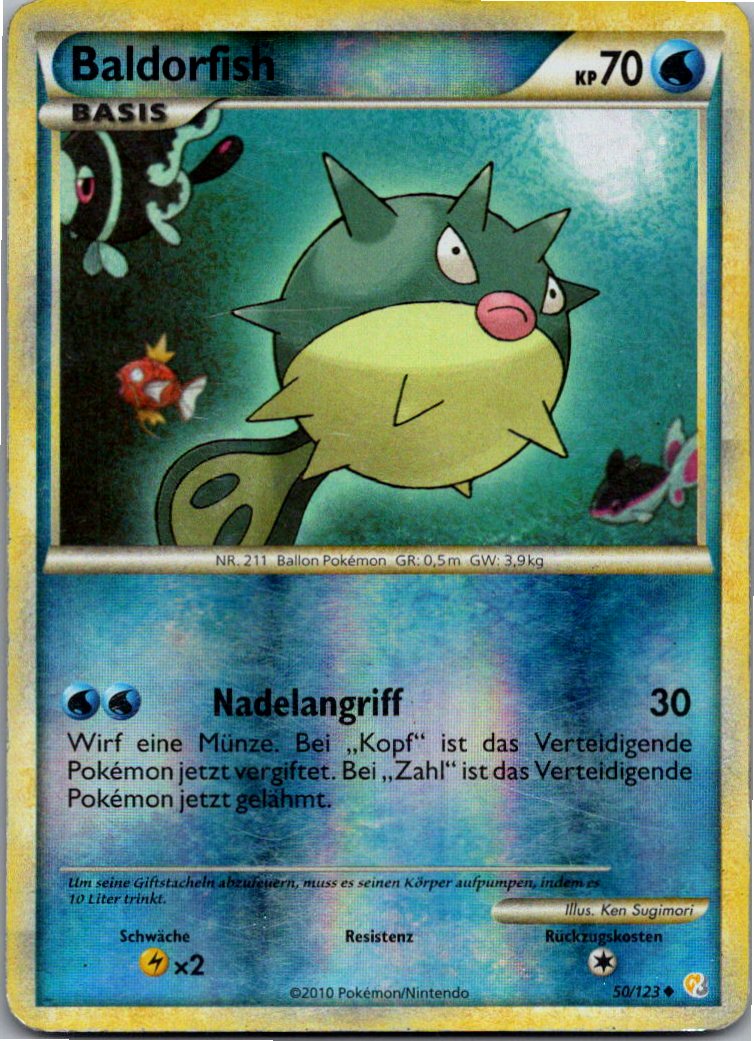 Baldorfish 50/123 HeartGold SoulSilver – Vorderseite